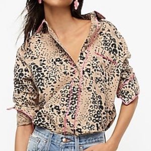 J. Crew button up shirt in leopard print, XL
